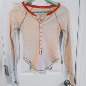 BDG Urban Outfitters Rainbow Trim Long Sleeve Henley Top Size S